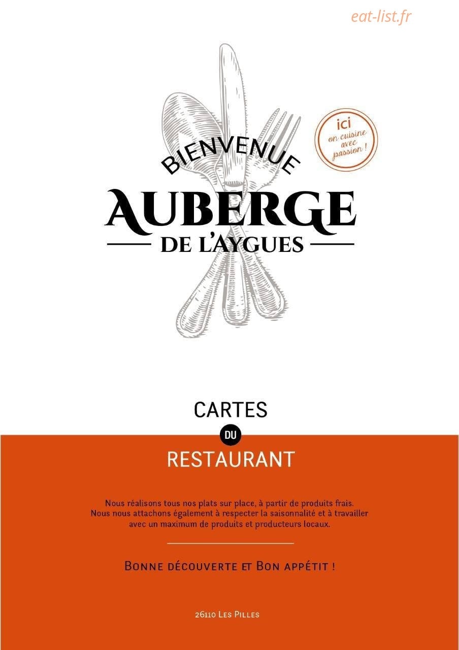 L'auberge de l'Aygues — carte page 1