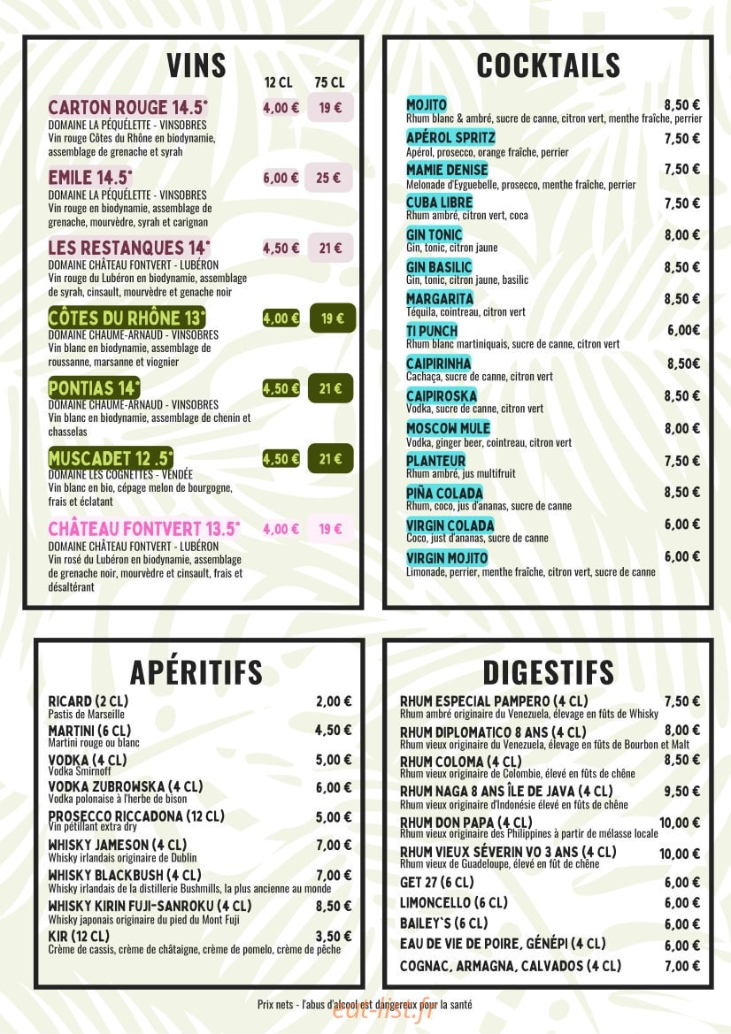 Bistrot du Pontias — carte page 2