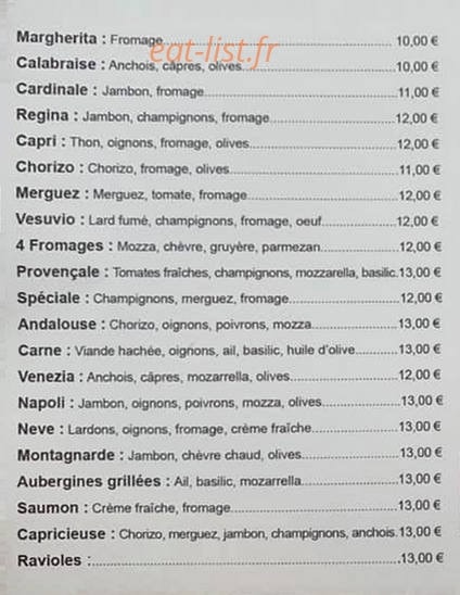 La pizza — carte page 1