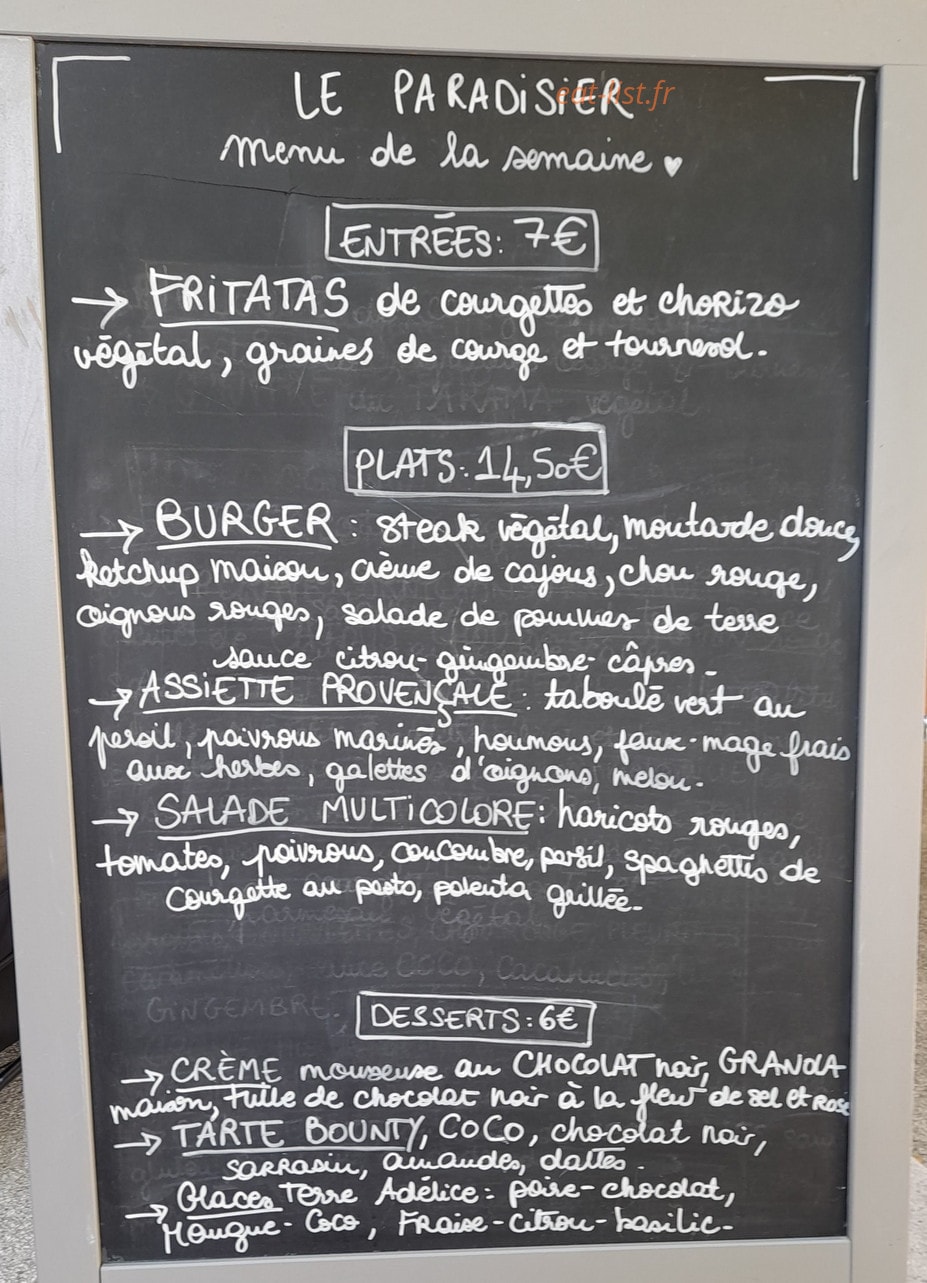Le Paradisier — carte page 1