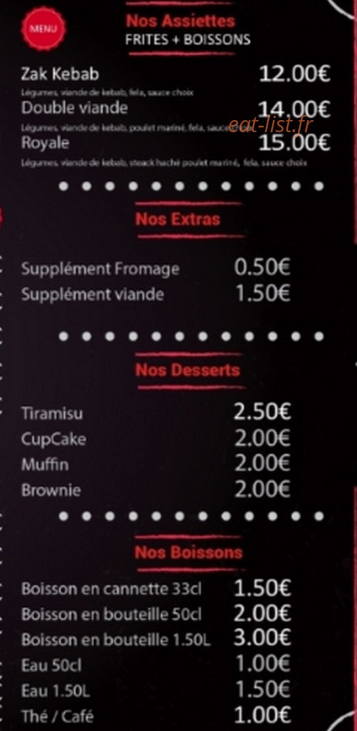 Zak food — carte page 2