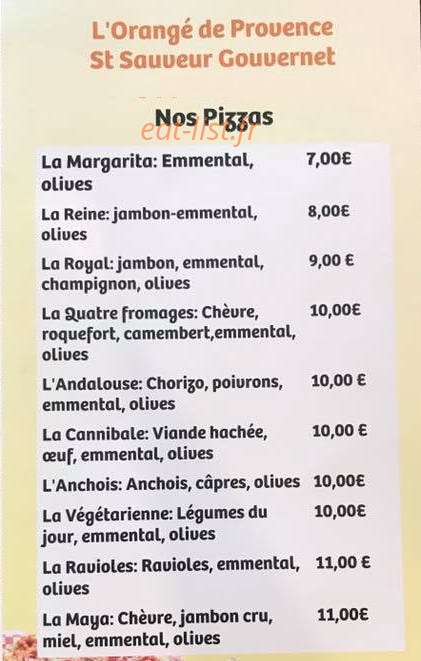 L' Orangé De Provence — carte page 1