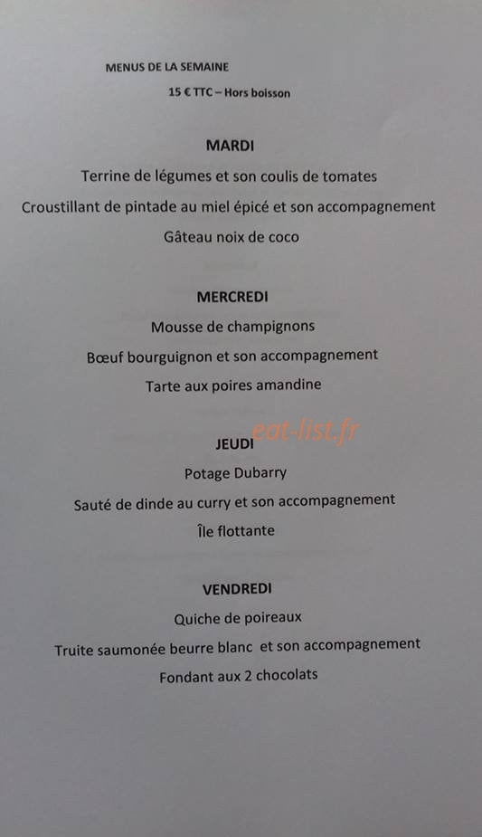 Bistrot de Venterol — carte page 1