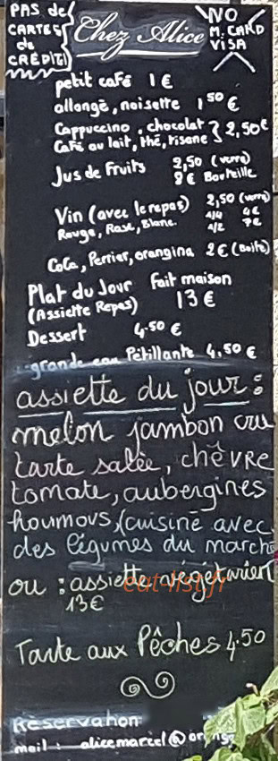 Chez Alice — carte page 1