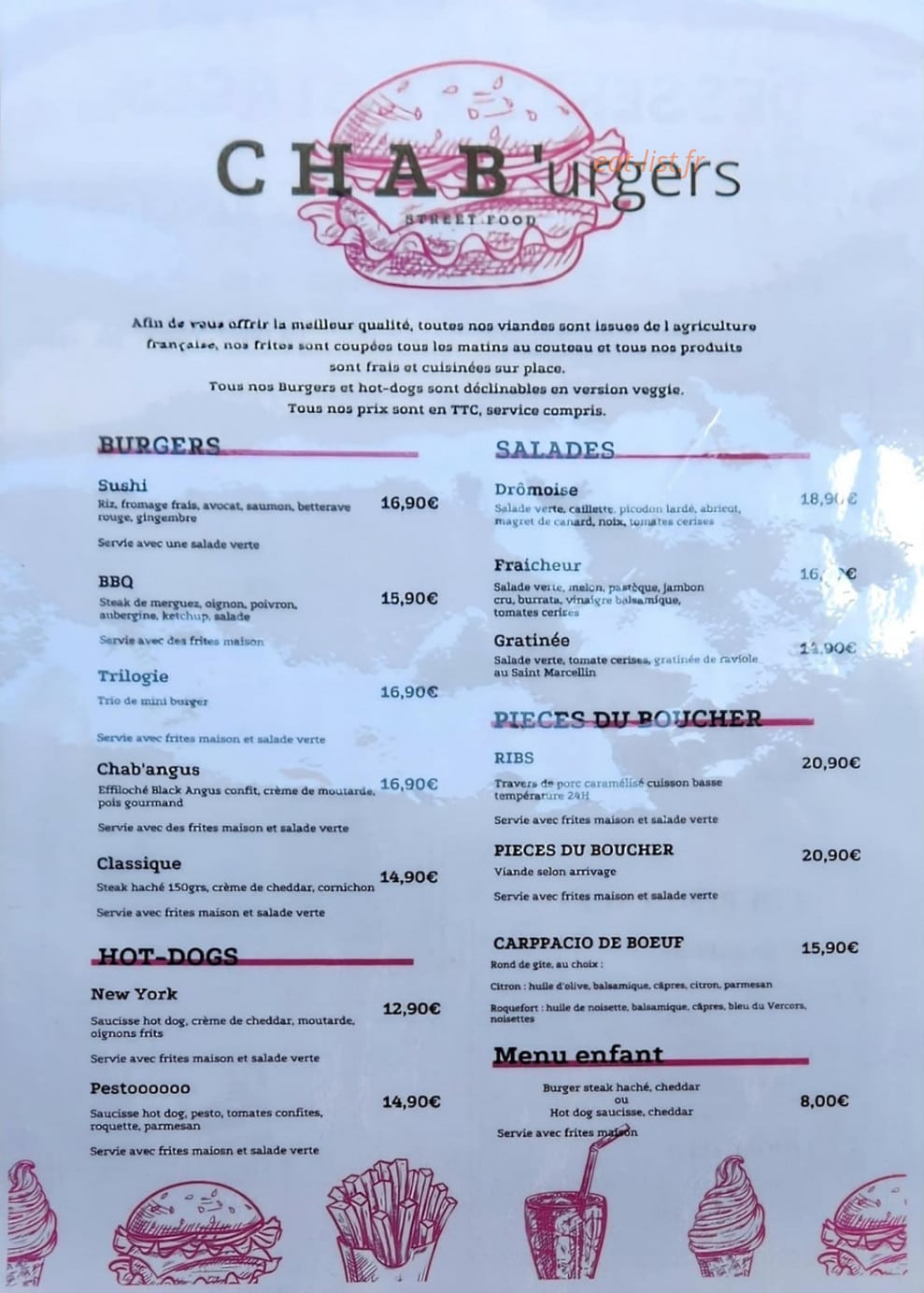 Chab'urgers — carte page 2