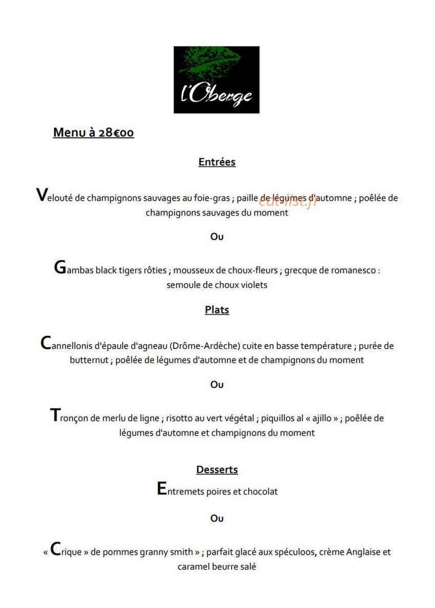 Restaurant L'Oberge — carte page 2