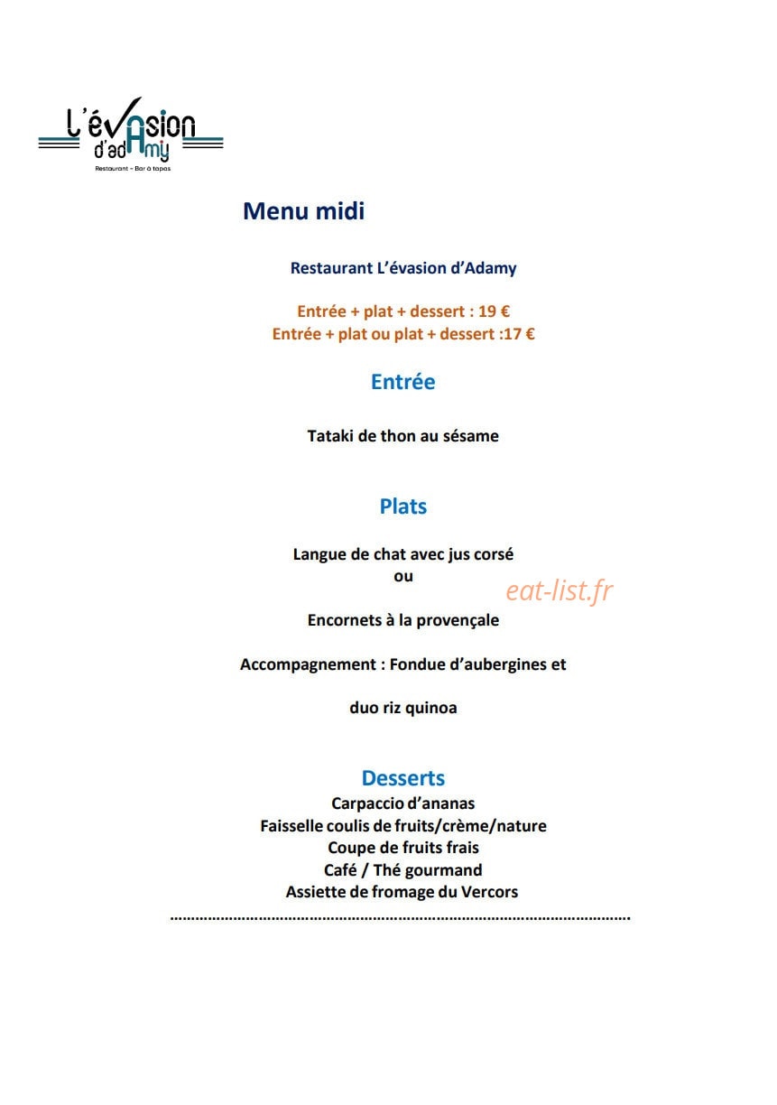 L'evasion D'adamy — carte page 1