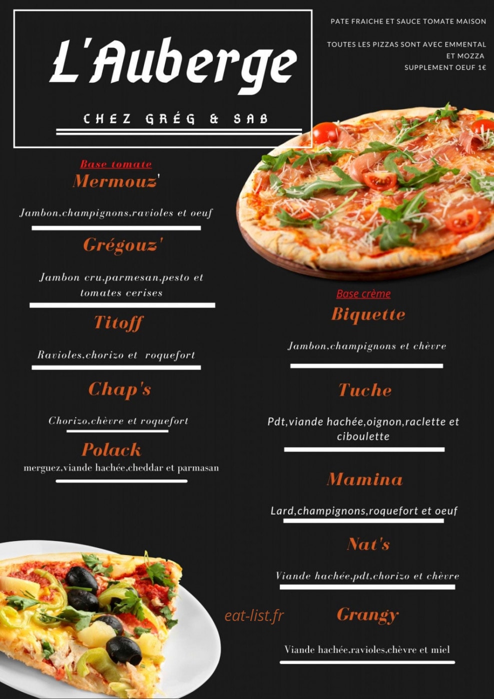 L'auberge — carte page 1