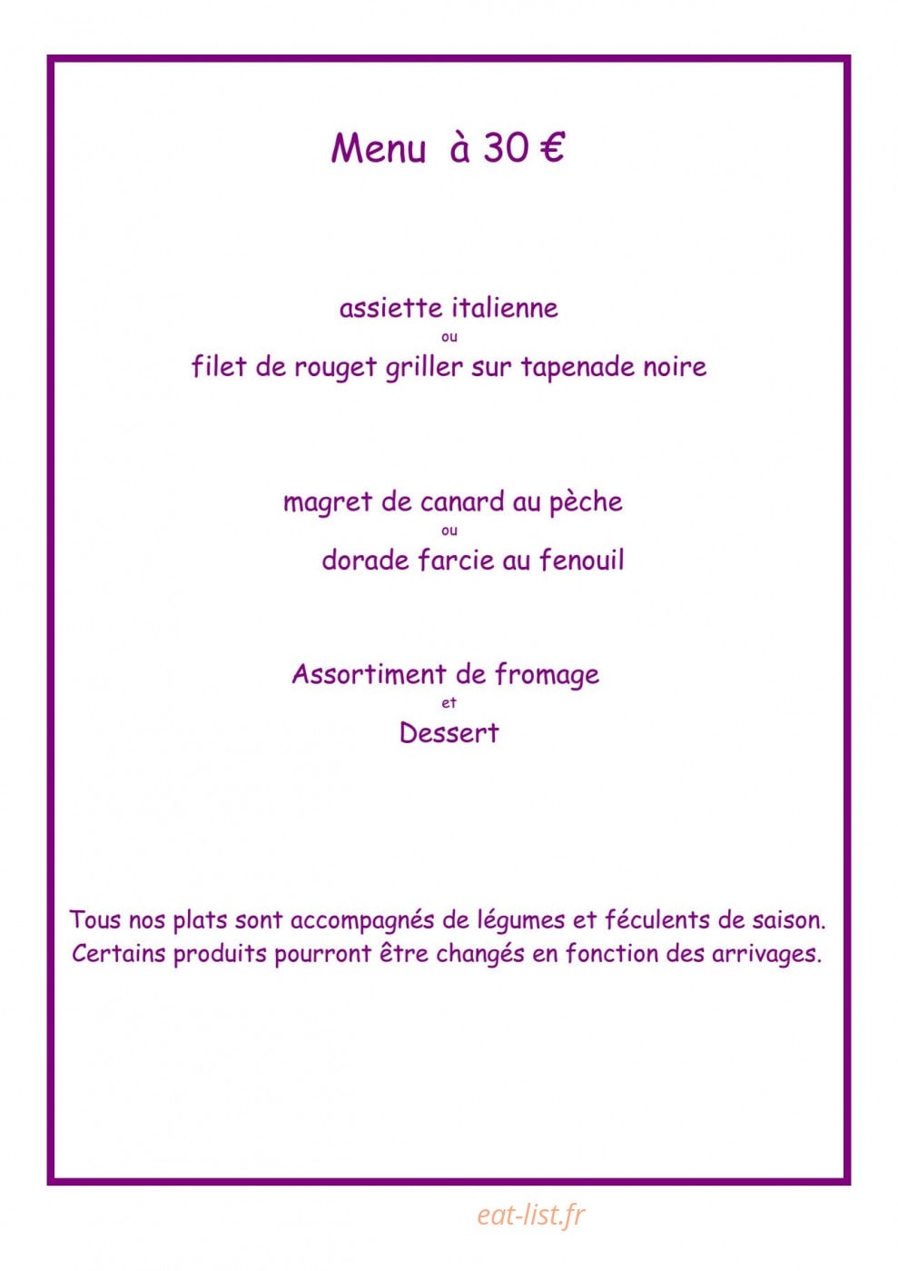 Auberge de Montalivet — carte page 5
