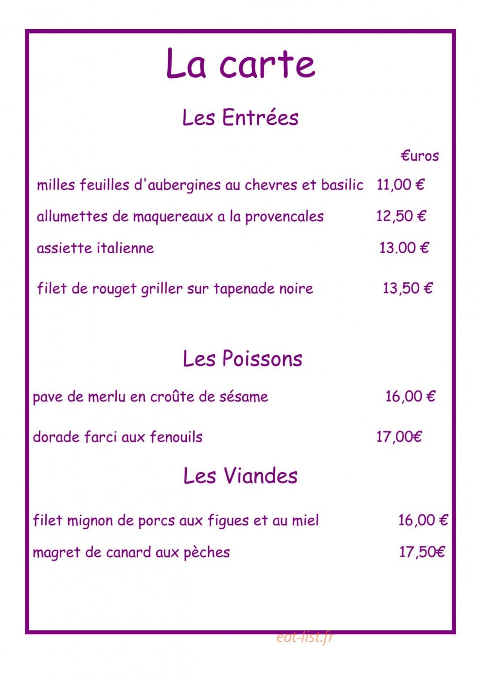 Auberge de Montalivet — carte page 2