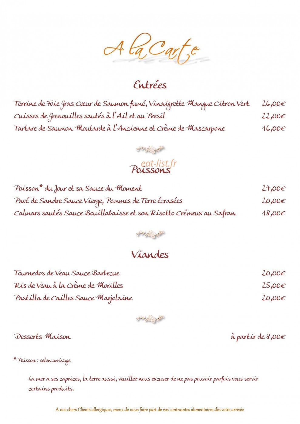 Auberge Du Vieux Moulin — carte page 2