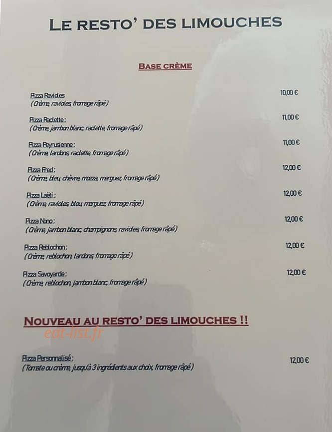 Le resto' des limouches — carte page 1