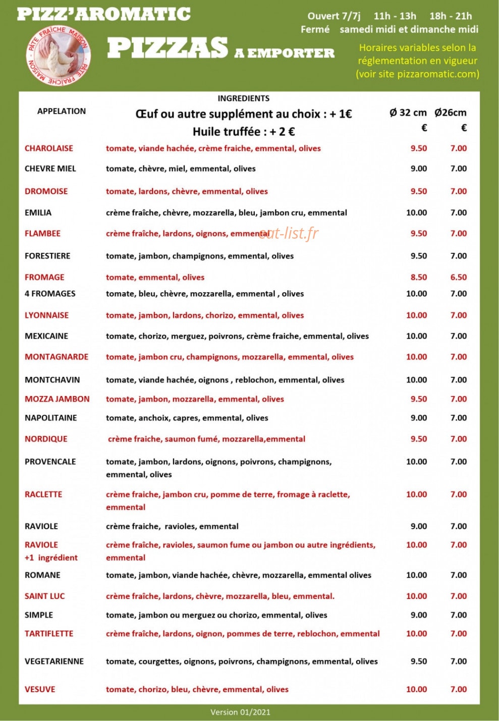 Pizz'aromatic — carte page 1