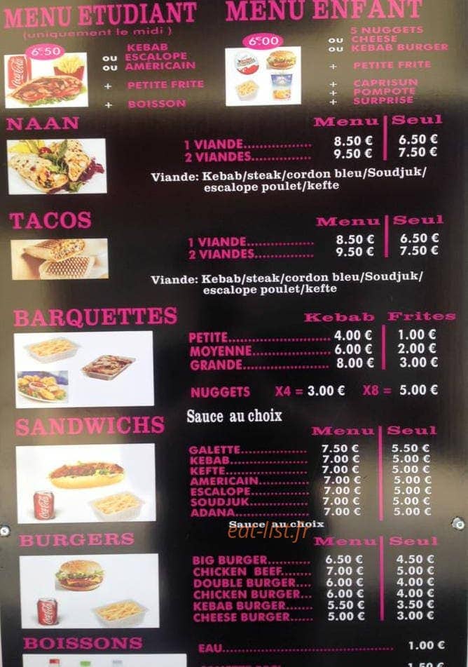 Agora Kebab — carte page 1