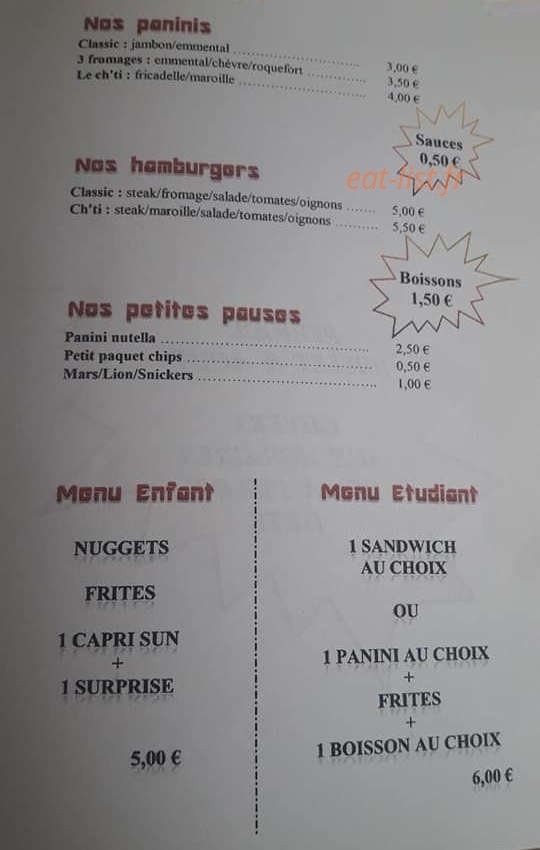 La Ch'tite Pause — carte page 3