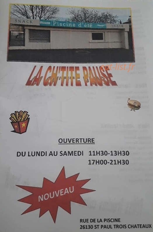 La Ch'tite Pause — carte page 1