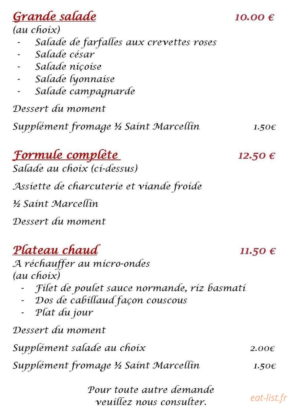 Bar des Ailes — carte page 2