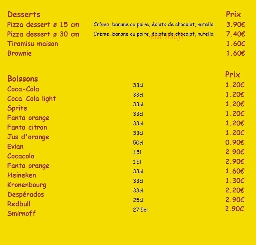 Bella Pizza — carte page 3