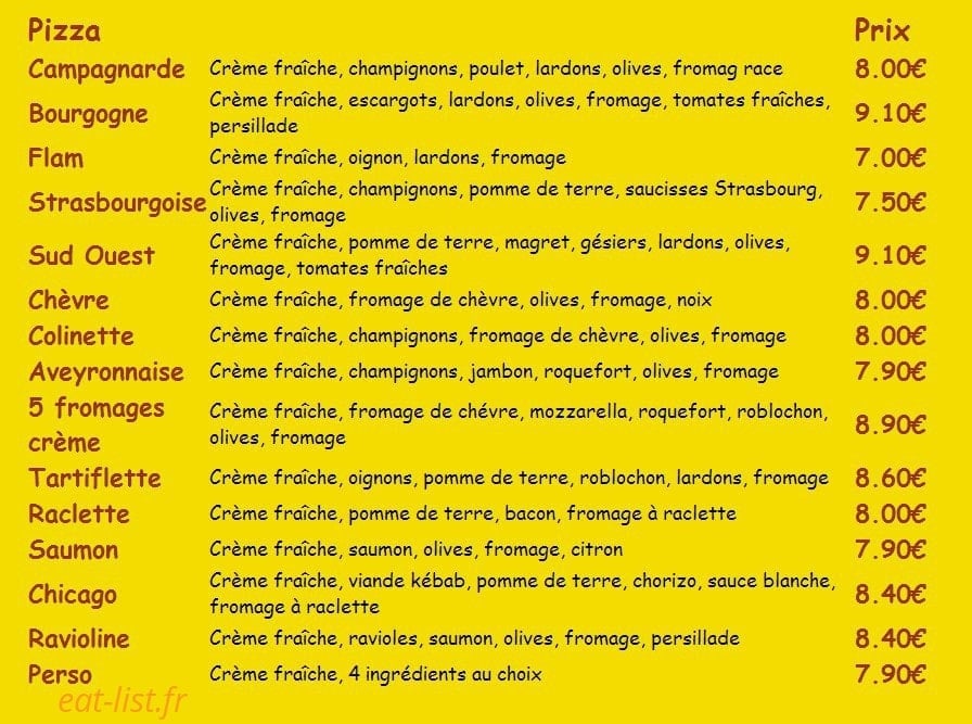 Bella Pizza — carte page 2