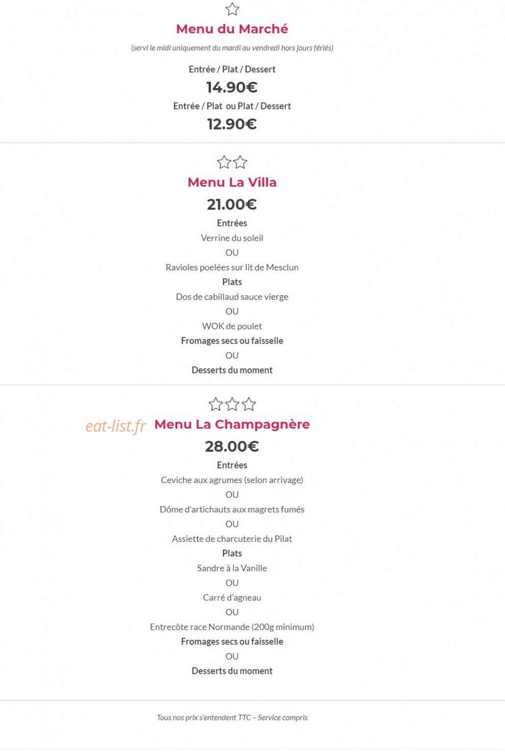 La Villa Champagnere — carte page 1