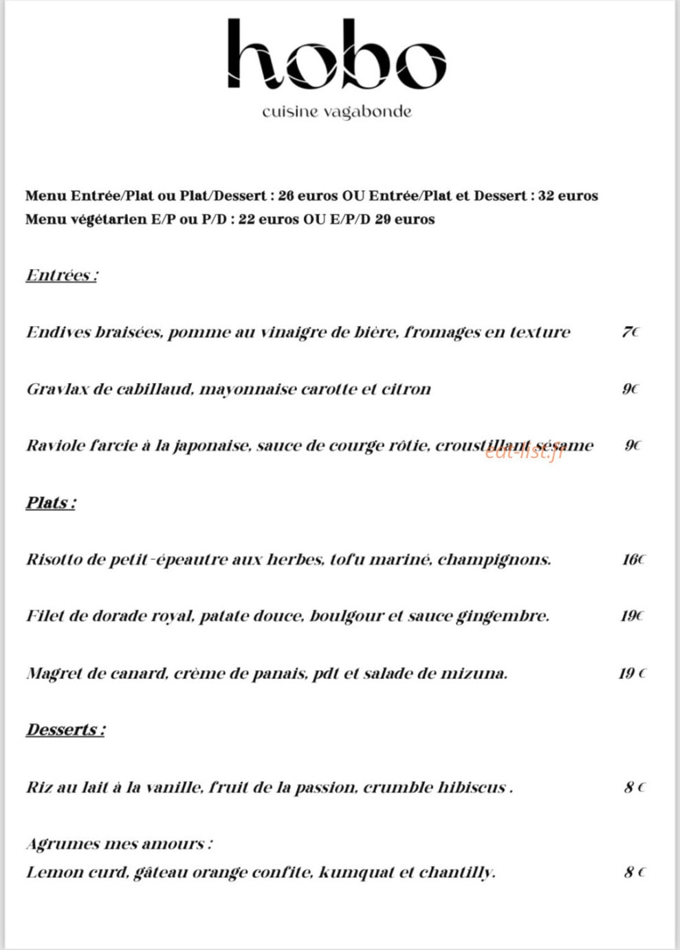 Hobo — carte page 1