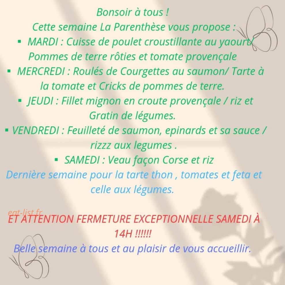 La Parenthèse de Douceurs — carte page 1