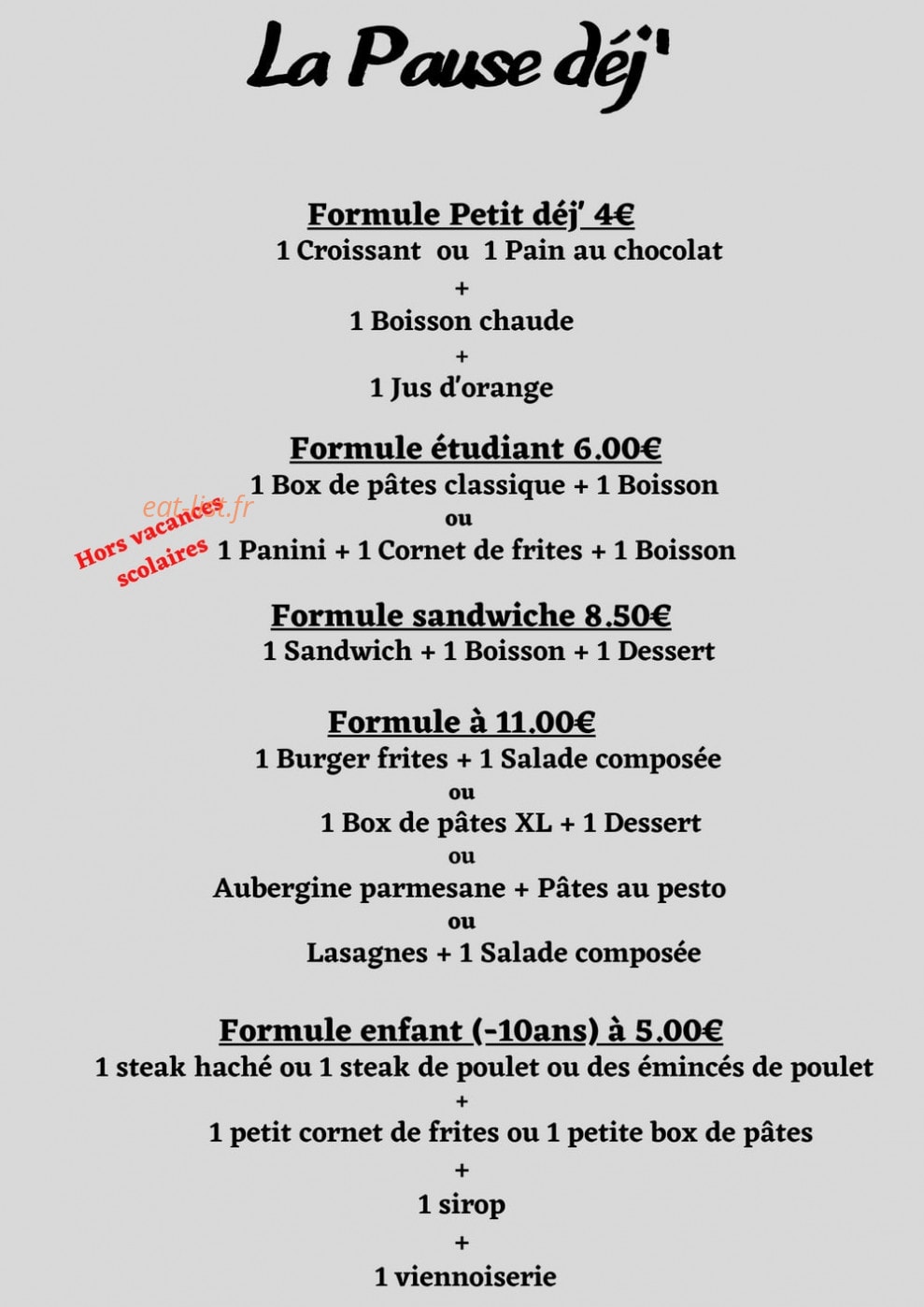 La pause déj ' — carte page 4