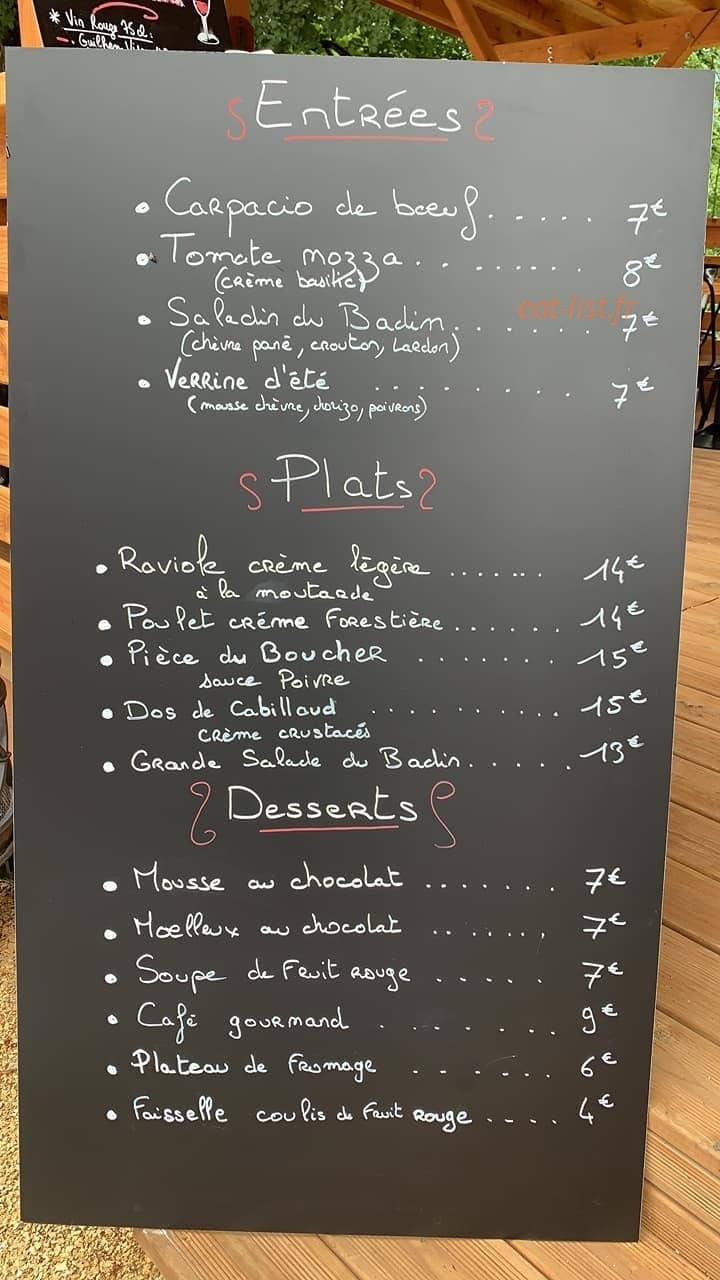 Le Bistrot Badin — carte page 2