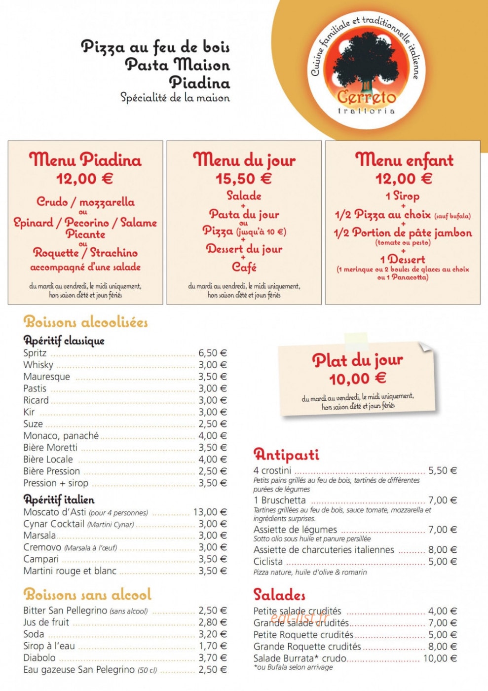 Trattoria Il Cerreto — carte page 1