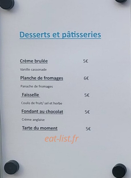 Carte et menu de Auberge de Portes en Valdaine à Portes en Valdaine — Les desserts et pâtisseries