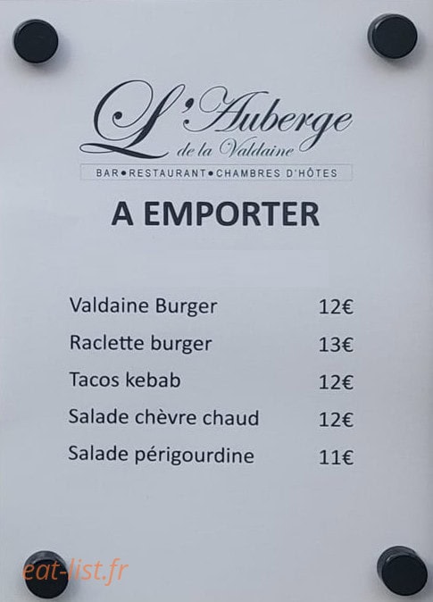 Carte et menu de Auberge de Portes en Valdaine à Portes en Valdaine — A emporter