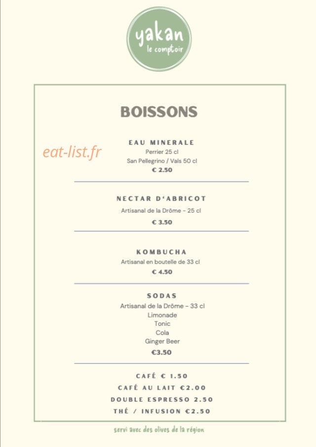 Yakan le Comptoir — carte page 3