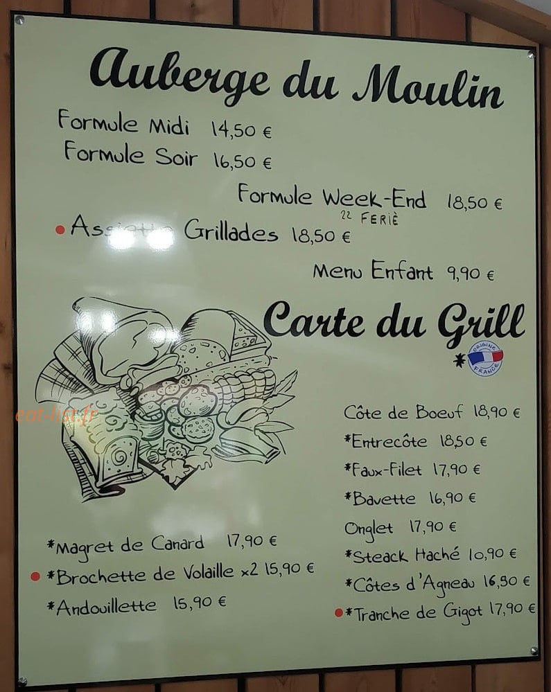 Auberge Du Moulin — carte page 1