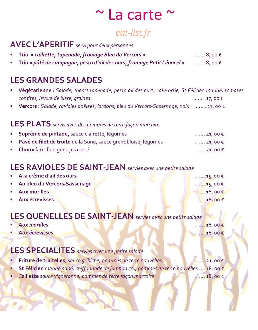 Auberge de Léoncel — carte page 1