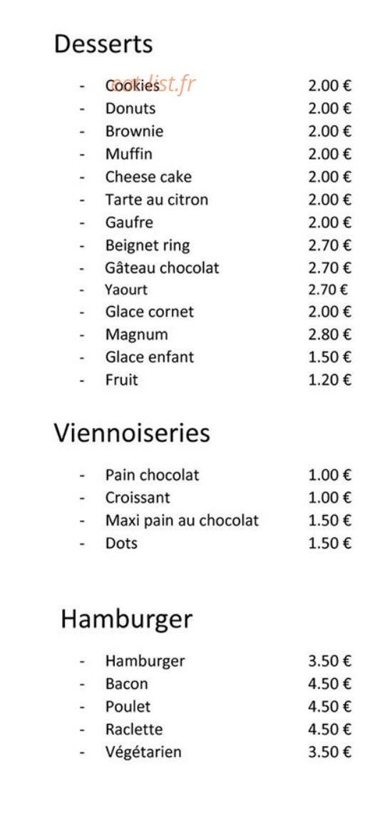 Au Buffet — carte page 1