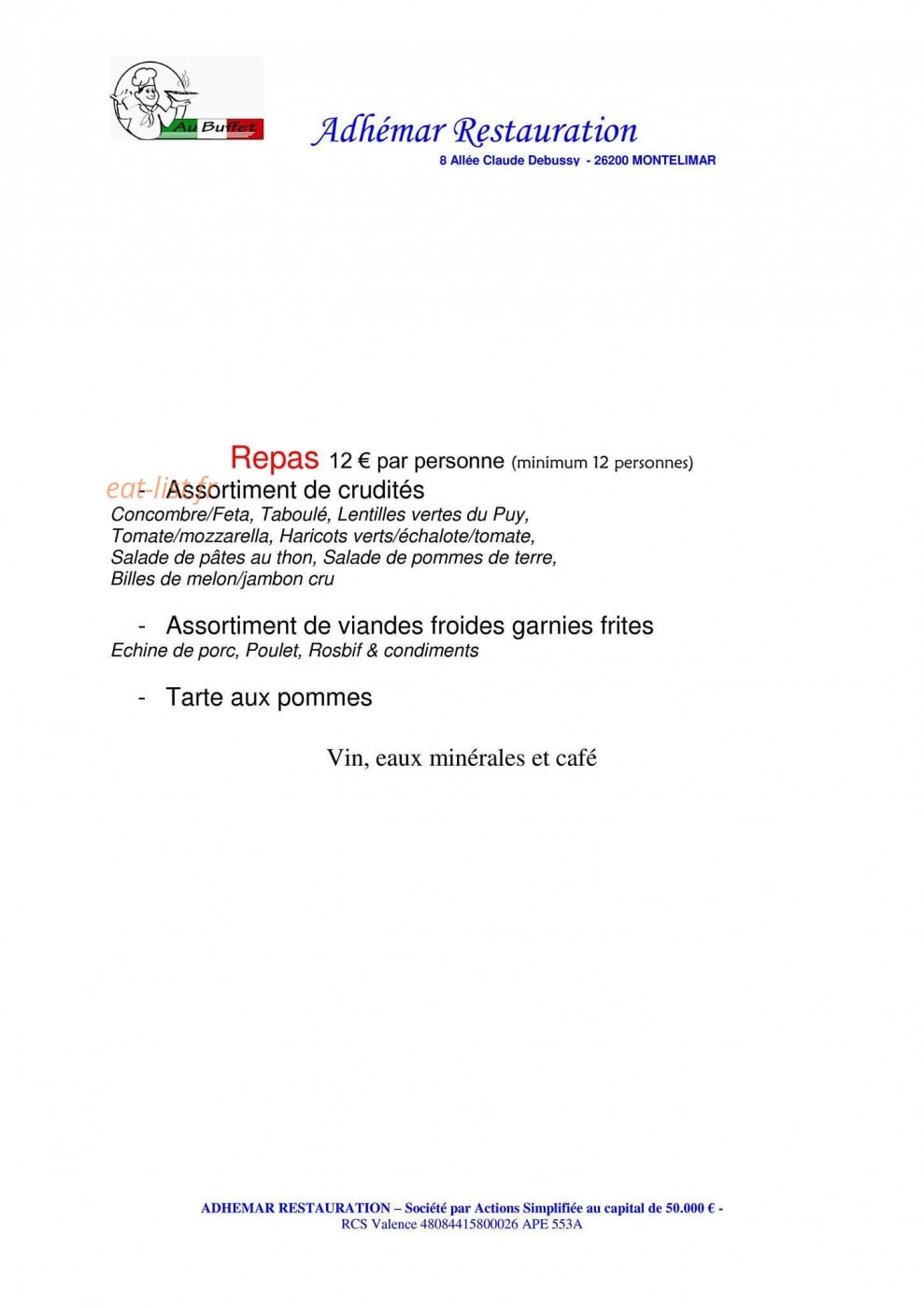 Au Buffet — carte page 5