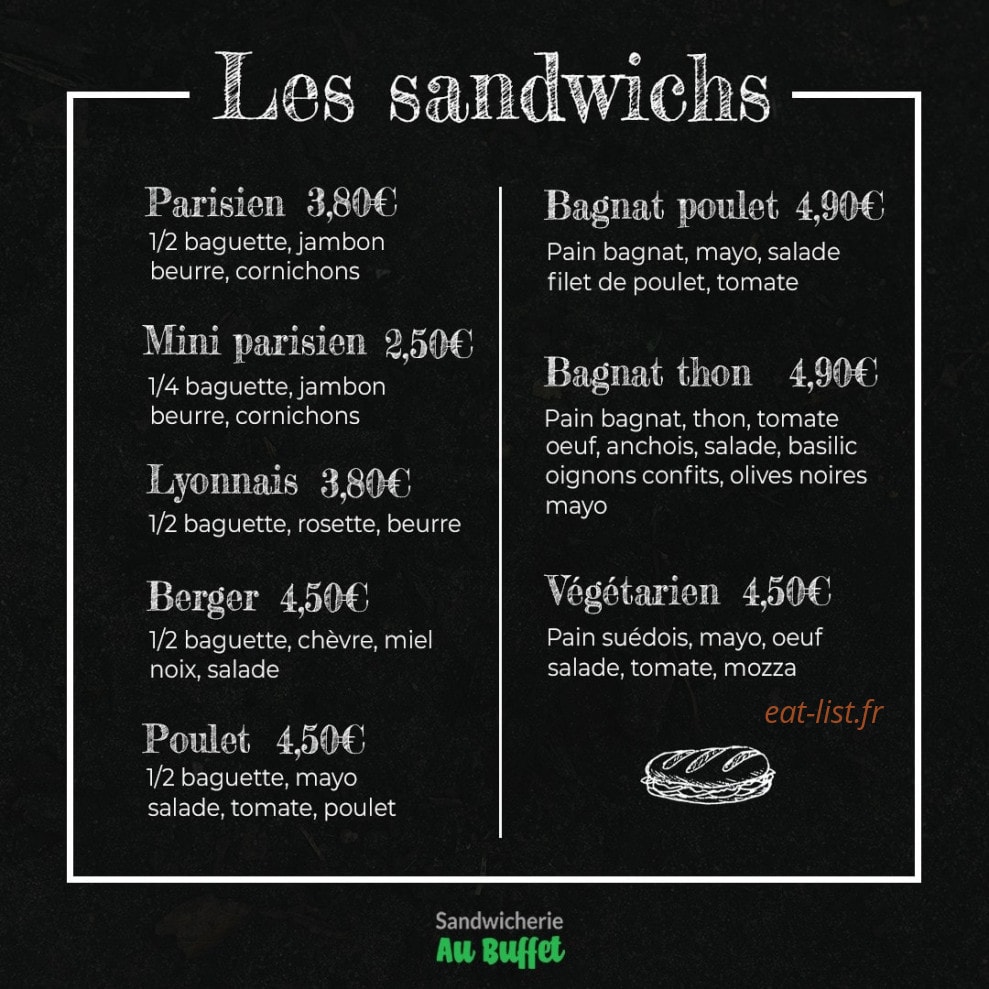 Au Buffet — carte page 1