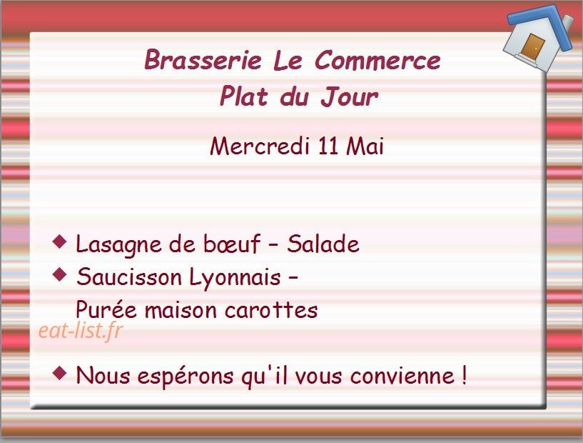 Brasserie le commerce — carte page 1