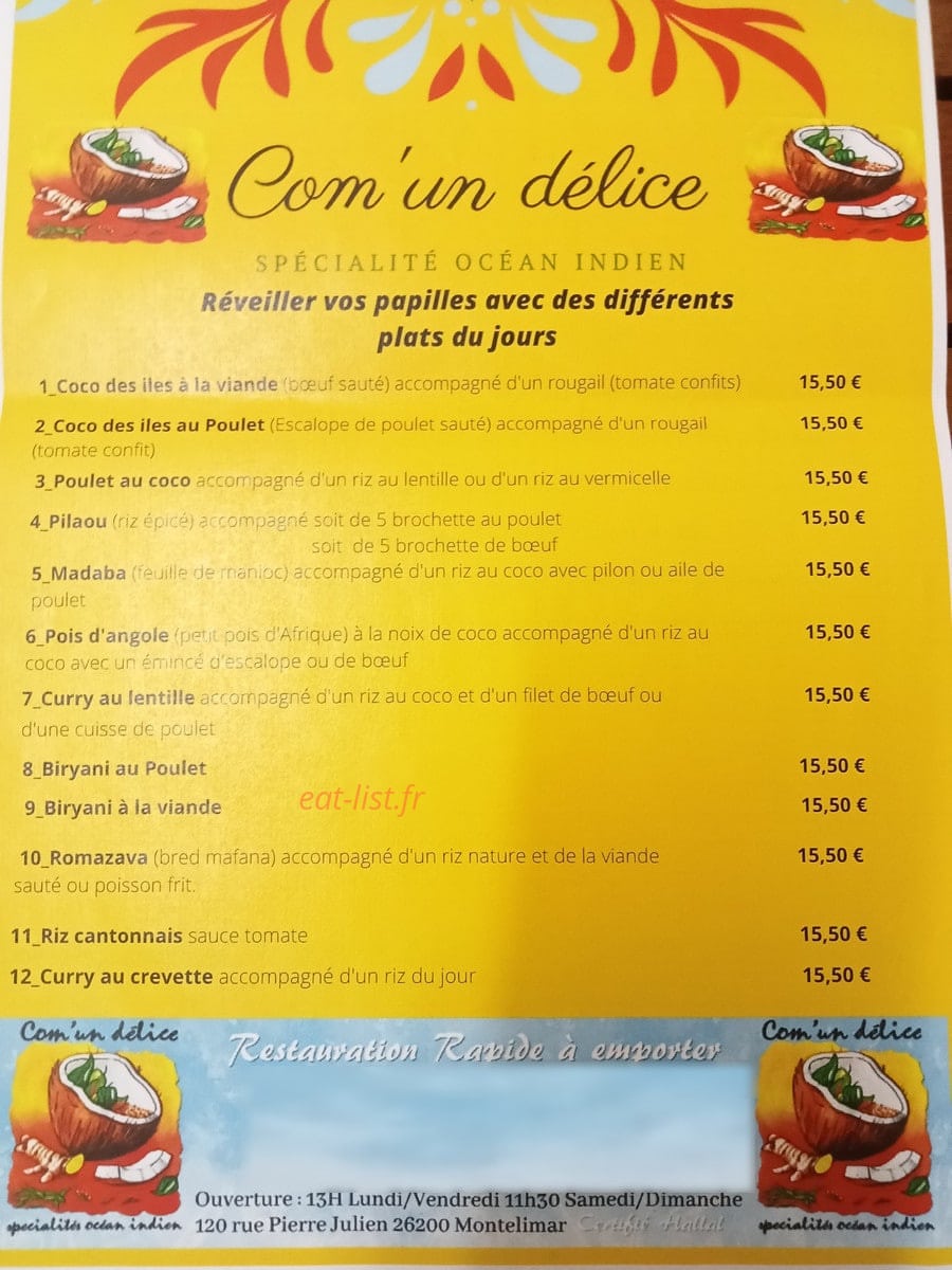 Com'un delice — carte page 1