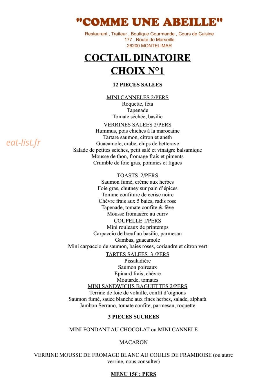 Comme une Abeille — carte page 6