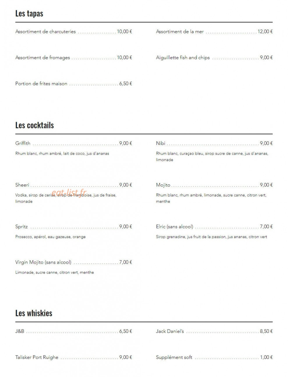 Green's — carte page 5