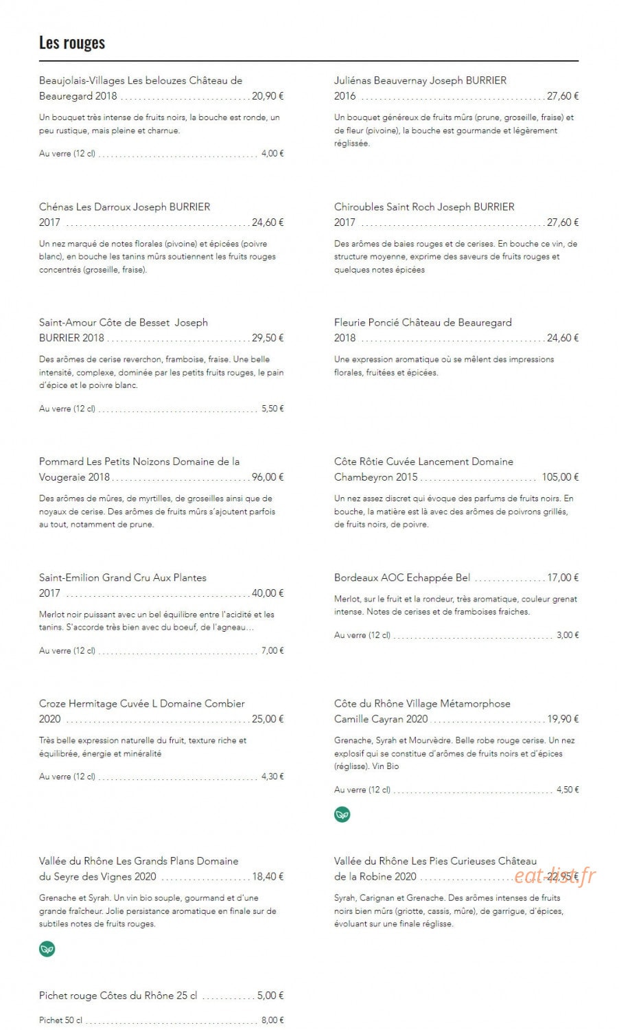 Green's — carte page 10