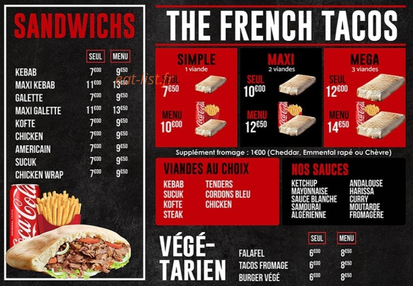 Kebab & Tacos — carte page 1