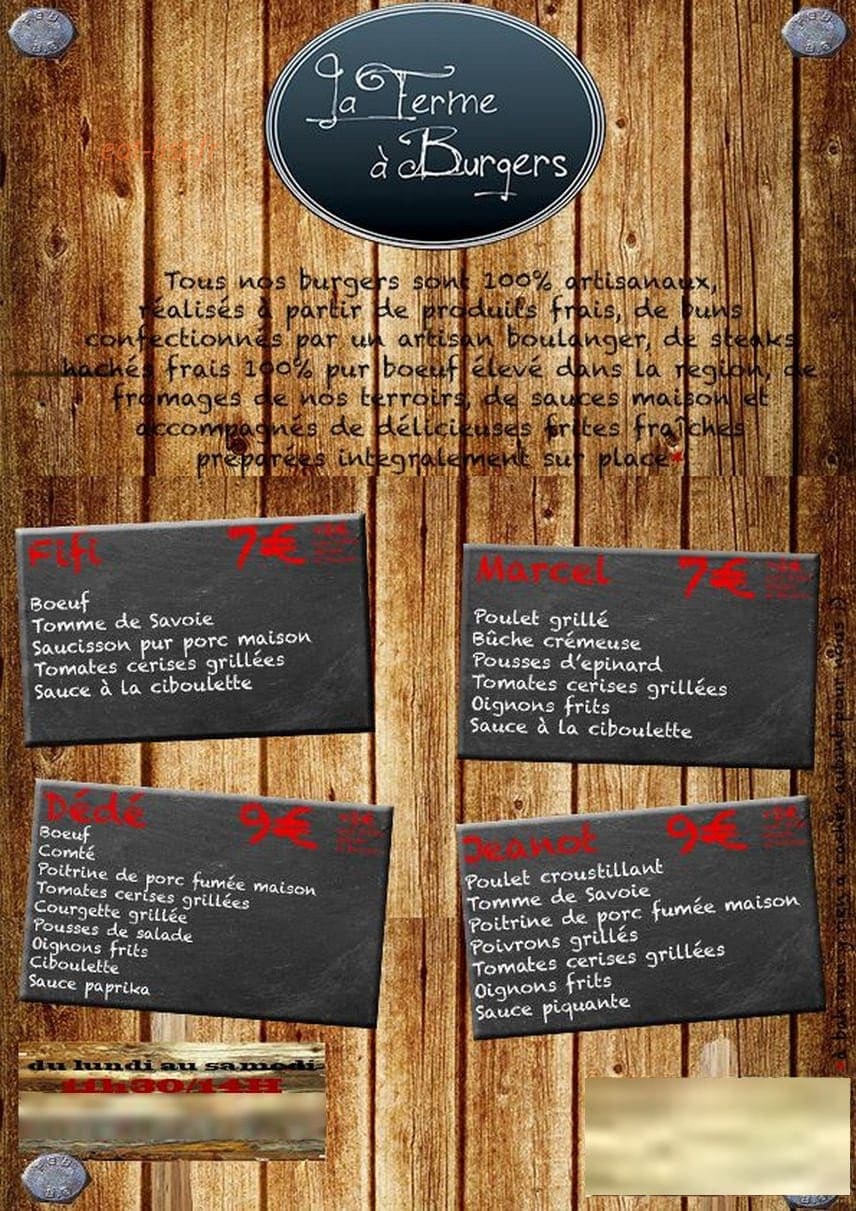 La Ferme à Burgers — carte page 1