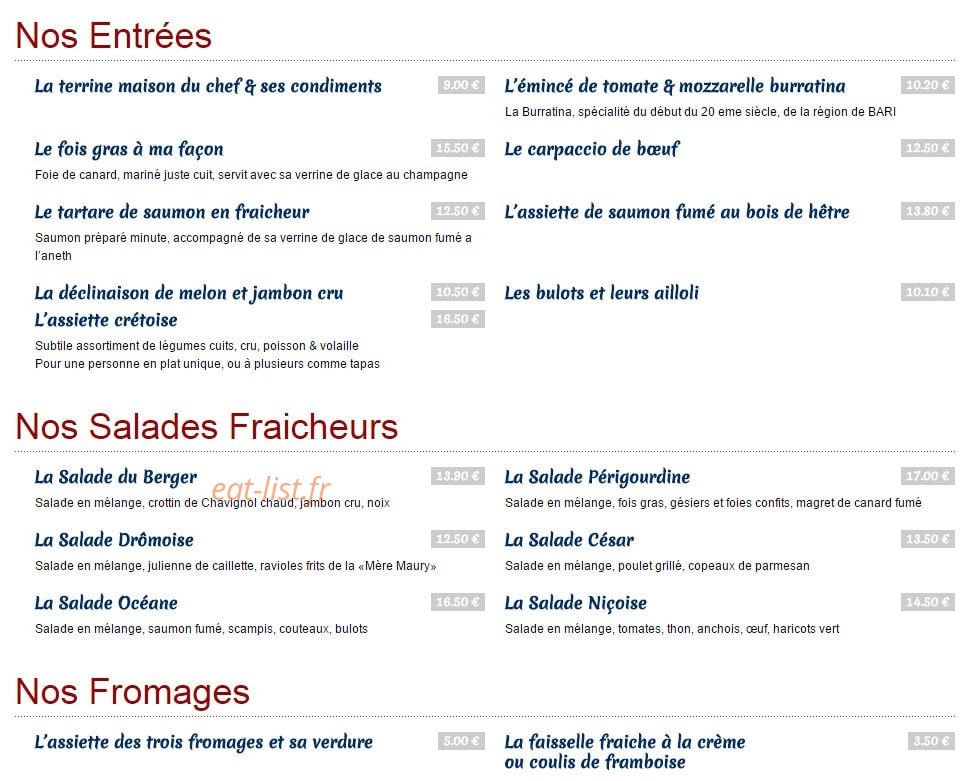 Le Café Des Allées — carte page 1