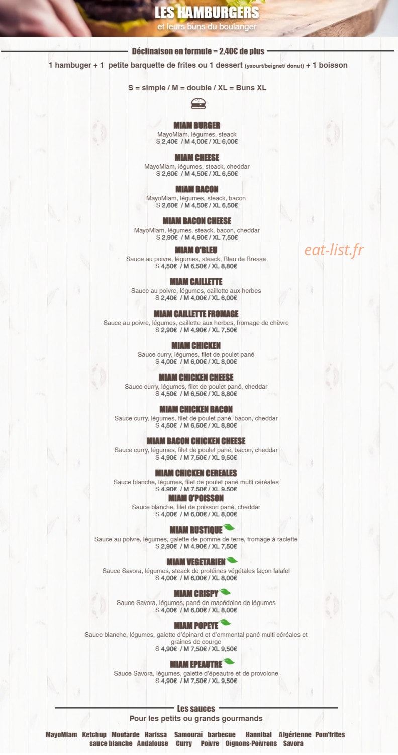 Le Miam Miam — carte page 1