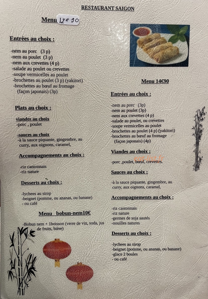 Le Saigon — carte page 1