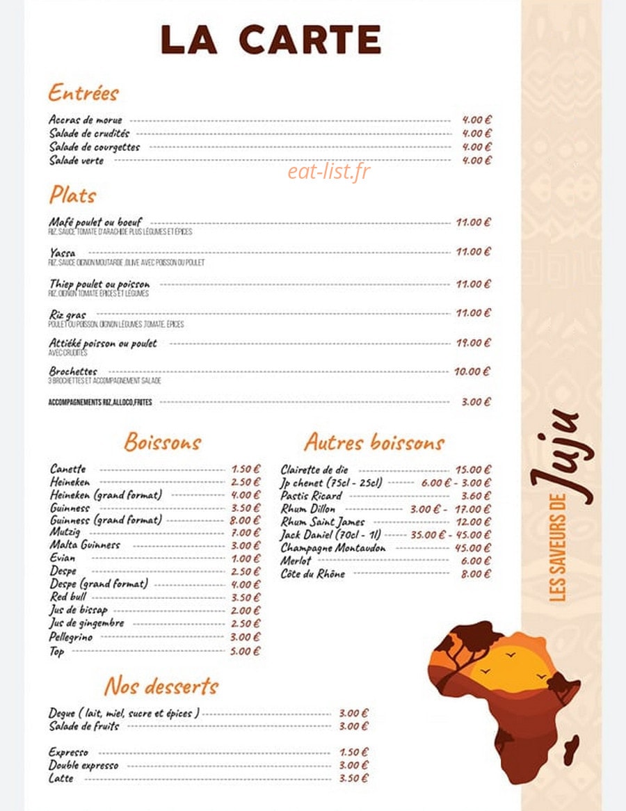 Les Saveurs de Juju — carte page 1