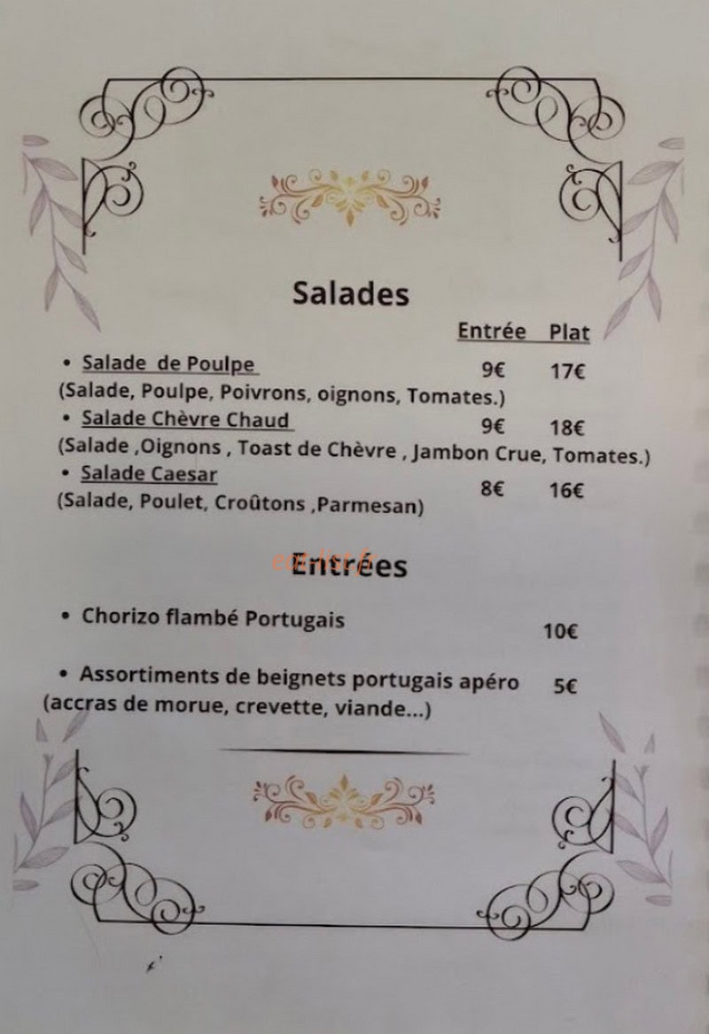 Les Saveurs du Coin — carte page 1