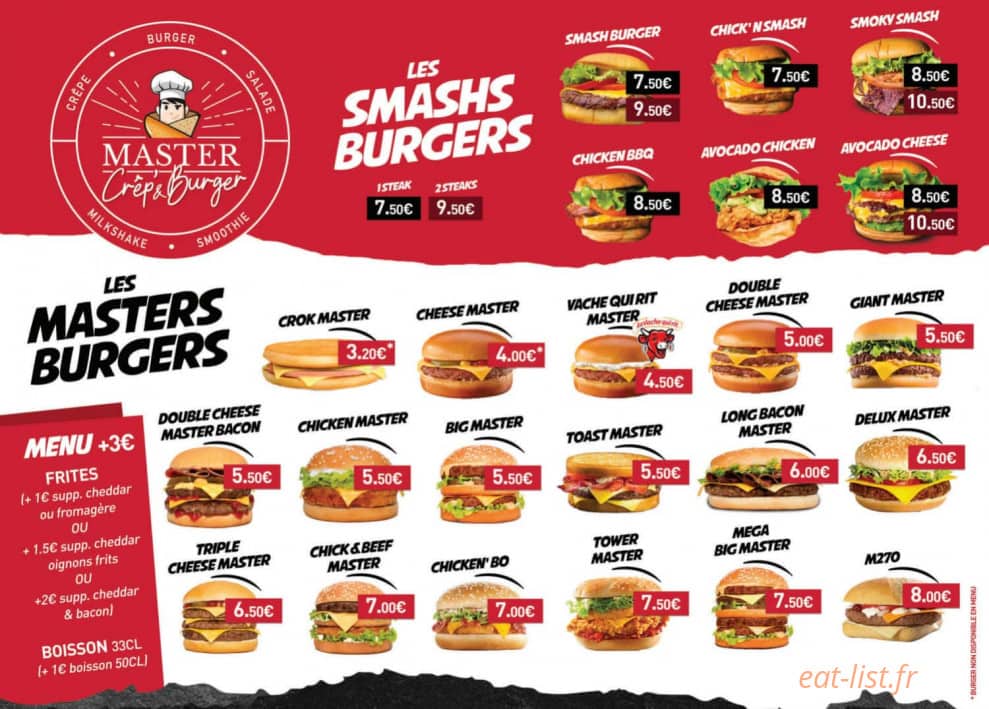 Master Crep' & Burger — carte page 3
